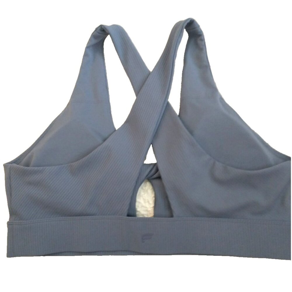 SOLD_SOLD! Fabletics Oasis Twist Front Sports Bra Padded Blue Gray - XL - Picture 3 of 8